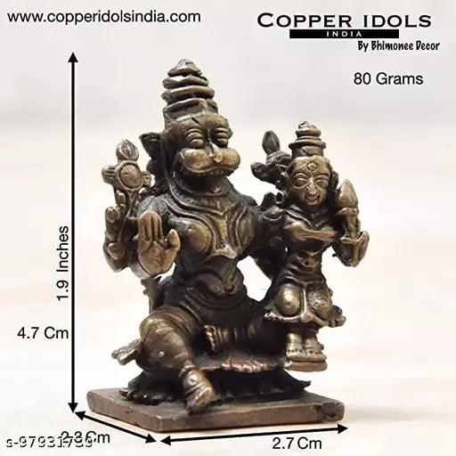 1.9 inches, Pure Copper Handmade Lakshmi Narashimha Idol, 80 Grams Pack of 1 Piece