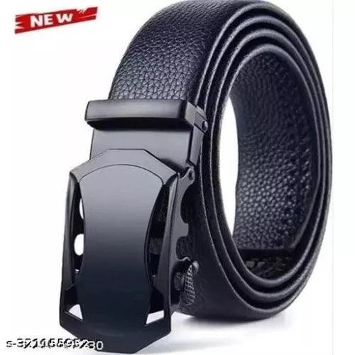 Trendy Fashionable Adjustable Automatic Buckle Black Men Belt with stylish black miller and super looking wayfarer sunglasses - Springkart 