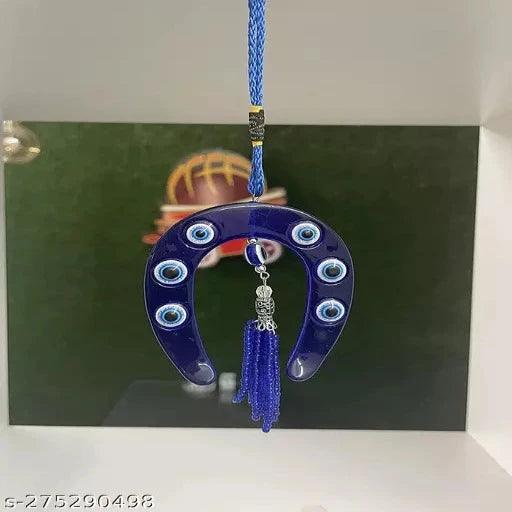 Blue Evil Eye Crystal Vastu Nazar Suraksha Evileye Double Horseshoe Ghode Ki Naal Thread - Springkart 