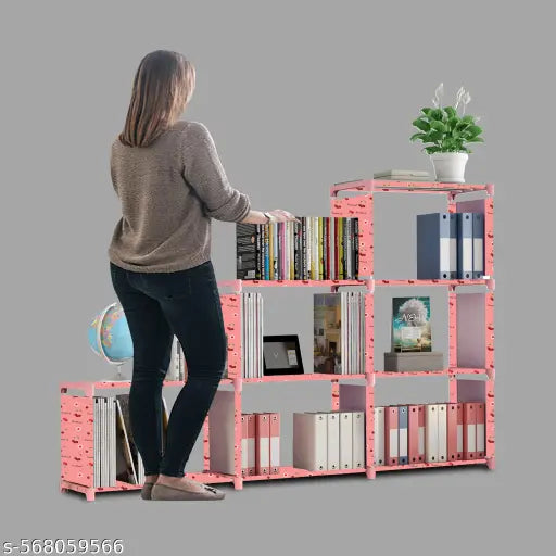 9 Shelf Book shelf Almirah - Foldable, Collapsible & Portable bookshelf, Showcase bookstand Rack