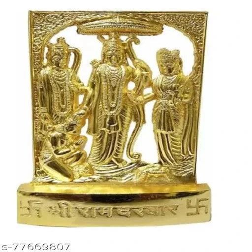 LORD Ram darbar idol/statue/murti Decorative Showpiece - 11 cm (Brass, Gold) - Springkart 