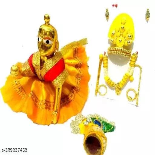 1 NO SIZE Pittal Laddu Gopal Statue Pital Brass Murti Kanha ji with pushak Laddu - Springkart 