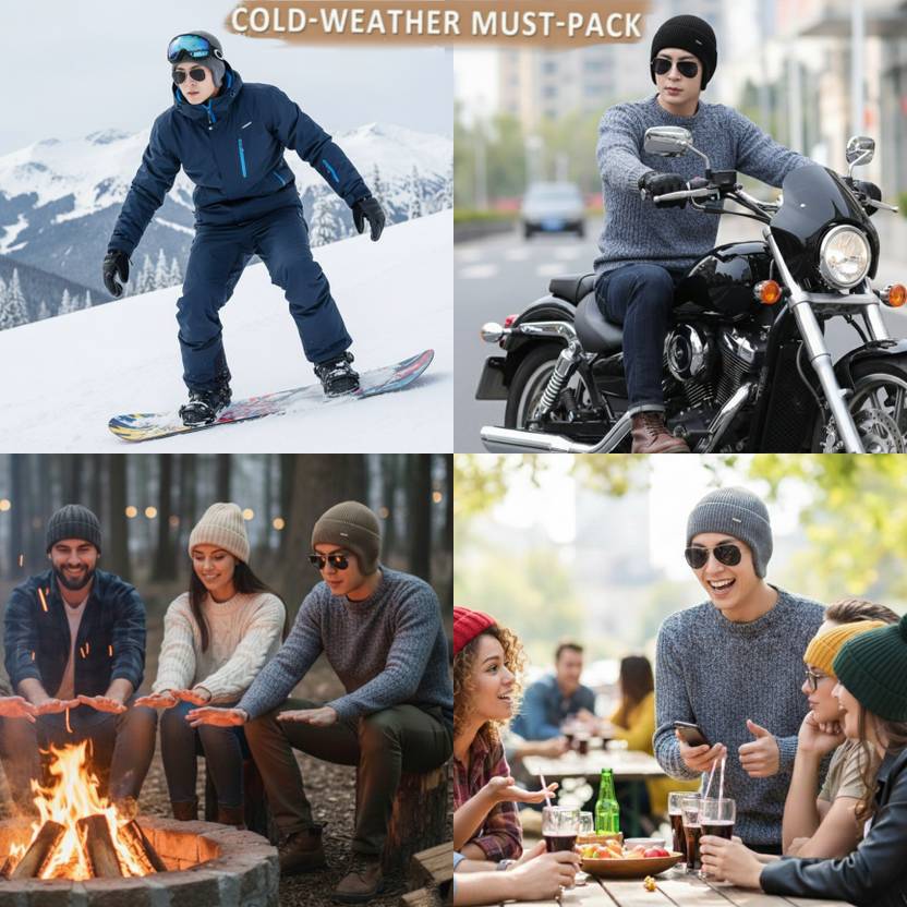 Winity Earflap Soft Warm Knitted Korean Style(Double Layers Fabric) Winter Caps for Men Woven Beanie