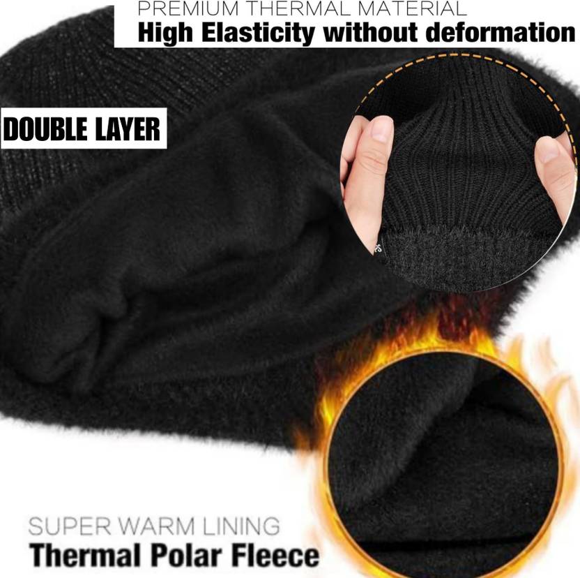 Winity Earflap Soft Warm Knitted Korean Style(Double Layers Fabric) Winter Caps for Men Woven Beanie