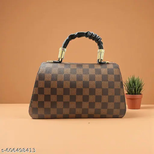 Brown Casual checks trendy crossbody sling women