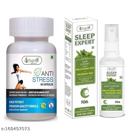 Vringra Ultra Anti Stress Capsules & Sleeping Spray - Pure Stress Reliever (Pack of 2) - Springkart 