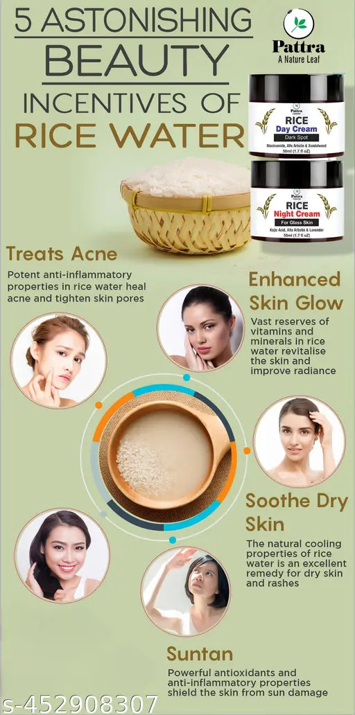 Rice Water Facewash , Face Cream & Face Serum For Glowing & Whitening,Anti Ageing