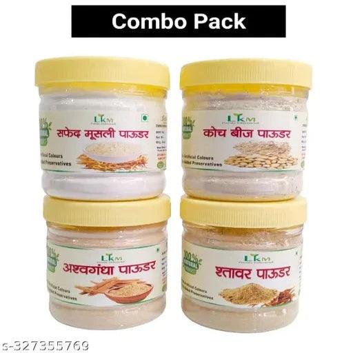 Aswagandha ,Satavar,Safed Musli ,Kauch Beej Powder 50 Gm Each