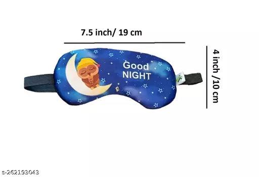 Blue Good Night Printed Eye Mask Travel For Women/Men/Girls/Kids - Springkart 