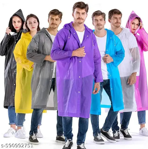Unisex Waterproof Raincoat with Hood for Men & Women | Lightweight, Reusable, & Portable Long Rainwear Jacket | Emergency Rain Poncho for Travel, Hiking, and Outdoor Use.