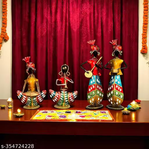 Flicker of Tradition | Handcrafted Rajasthani Musician Set with Tea Light Holder | Perfect for Intimate Moments