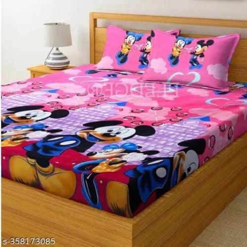 New Trending Glace Cotton Bedsheet For Double Bed With 2 Pillow Covers - Springkart 