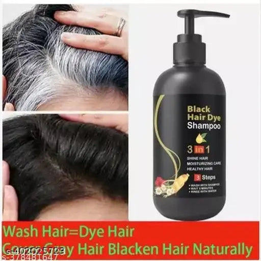 Black Hair Dye Shampoo 3 in 1, Hair Color Shampoo for Women & Men 300ml