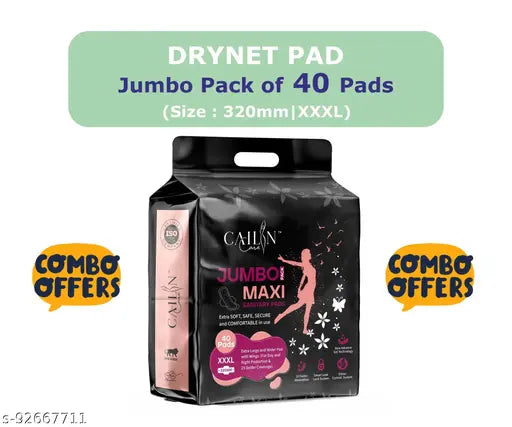 100% Dry Feel Sanitary Pads for Day and Night Protection (Combo of 1 Pack) (Total 40 Pads) (Size - 320mm | XXXL)