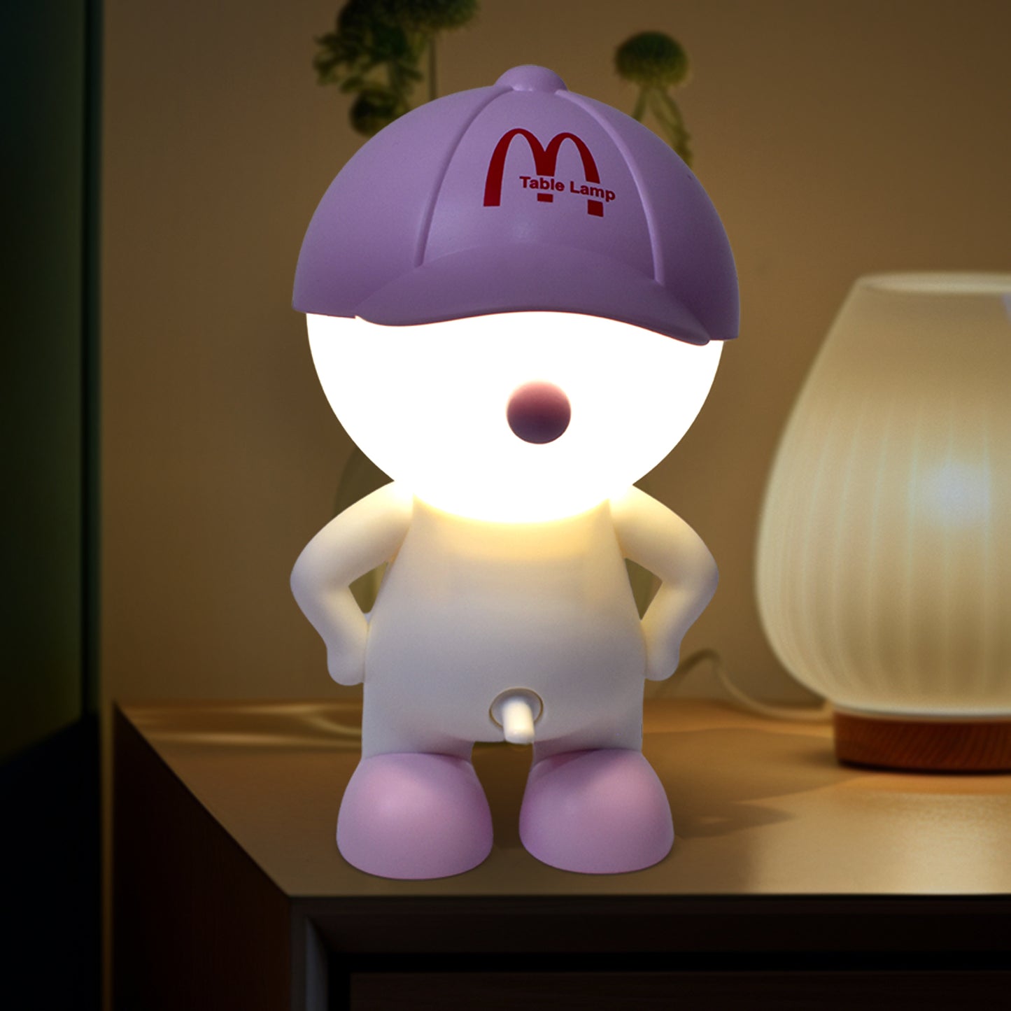Cute Lovely Cartoon Design Led Desk Night Light With Plastic Head Cap (1 Pc) - Springkart 