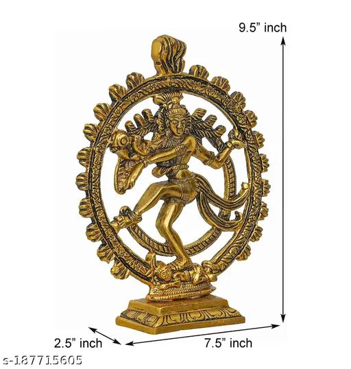 SP Handicrafts Gold Plated Lord Shiva Dancing Natraj/Nataraja Statue Handcrafted Sculpture for Home and Puja Decor| nataraj Statue for Home|