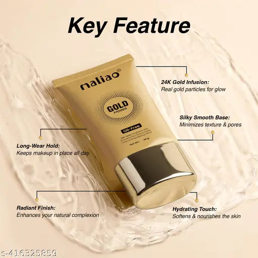 Maliao 24K Gold Gel Primer 40ml - Luxe Makeup Base for Radiant Skin