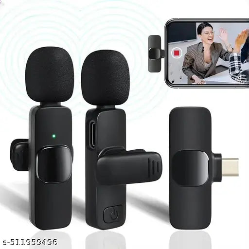 Dual Wireless Microphone, Digital Mini Portable Recording Clip Mic with Receiver for All Type-C Mobile Phones