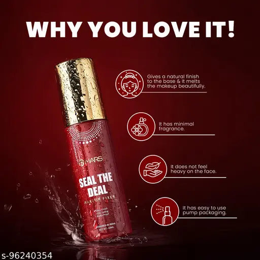 MARS Long Lasting Budge Proof Oil Free Makeup fixer Seal The Deal Primer-60 ml (Transparent) Setting Spray
