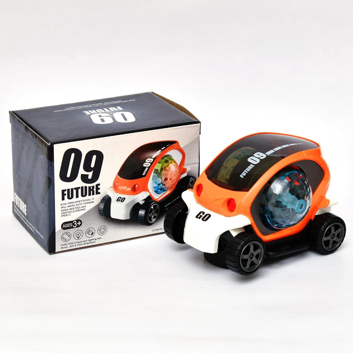17922 Plastic 360 Degree Rotating Stunt Car Toy For Kids - Bump And Go Action With 4d Lights And Music Plastic Mini Car With Disco Ball (1 Pc Battery Not Included) - Springkart 