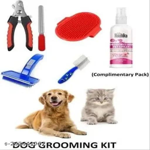 High Quality Combo Of 4 Imported High Quality Slicker, Nail Clipper, Hair Comb, Gloves Grooming Kit