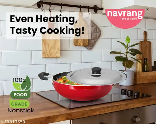 Navrang NS KADAI 230 WITHLID Non-Stick Deep Kadhai 2000 mL