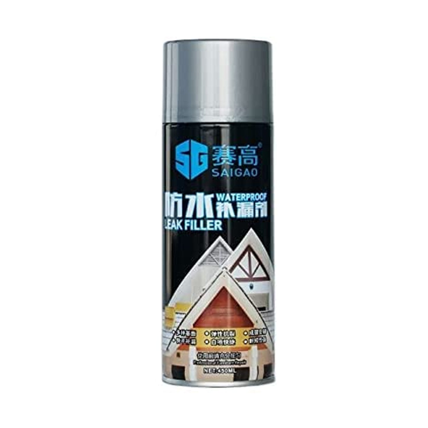 1332 Waterproof Leak Filler Spray Rubber Flexx Repair Sealant - Point To Seal Cracks Holes Leaks Corrosion More For Indoor Or Outdoor Use Black Paint (450 Ml) - Springkart 