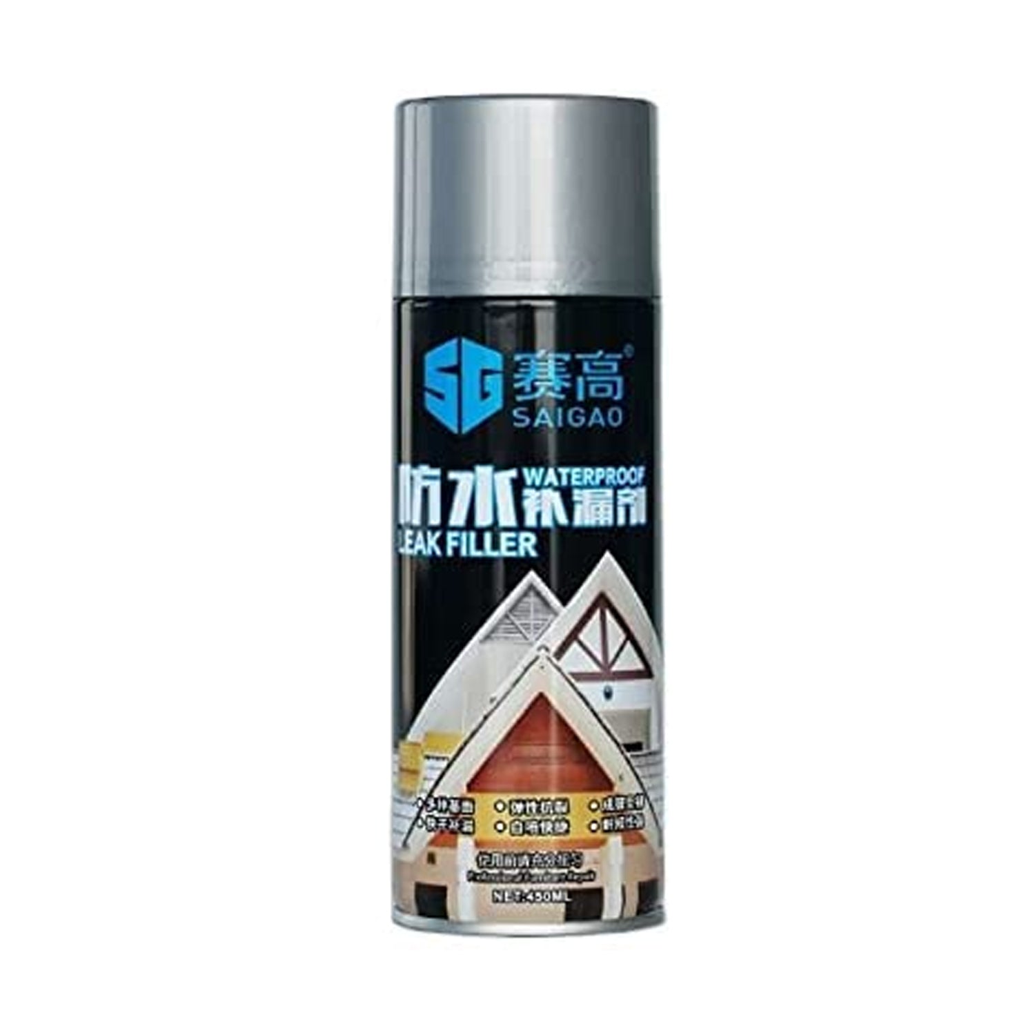 1332 Waterproof Leak Filler Spray Rubber Flexx Repair Sealant - Point To Seal Cracks Holes Leaks Corrosion More For Indoor Or Outdoor Use Black Paint (450 Ml) - Springkart 
