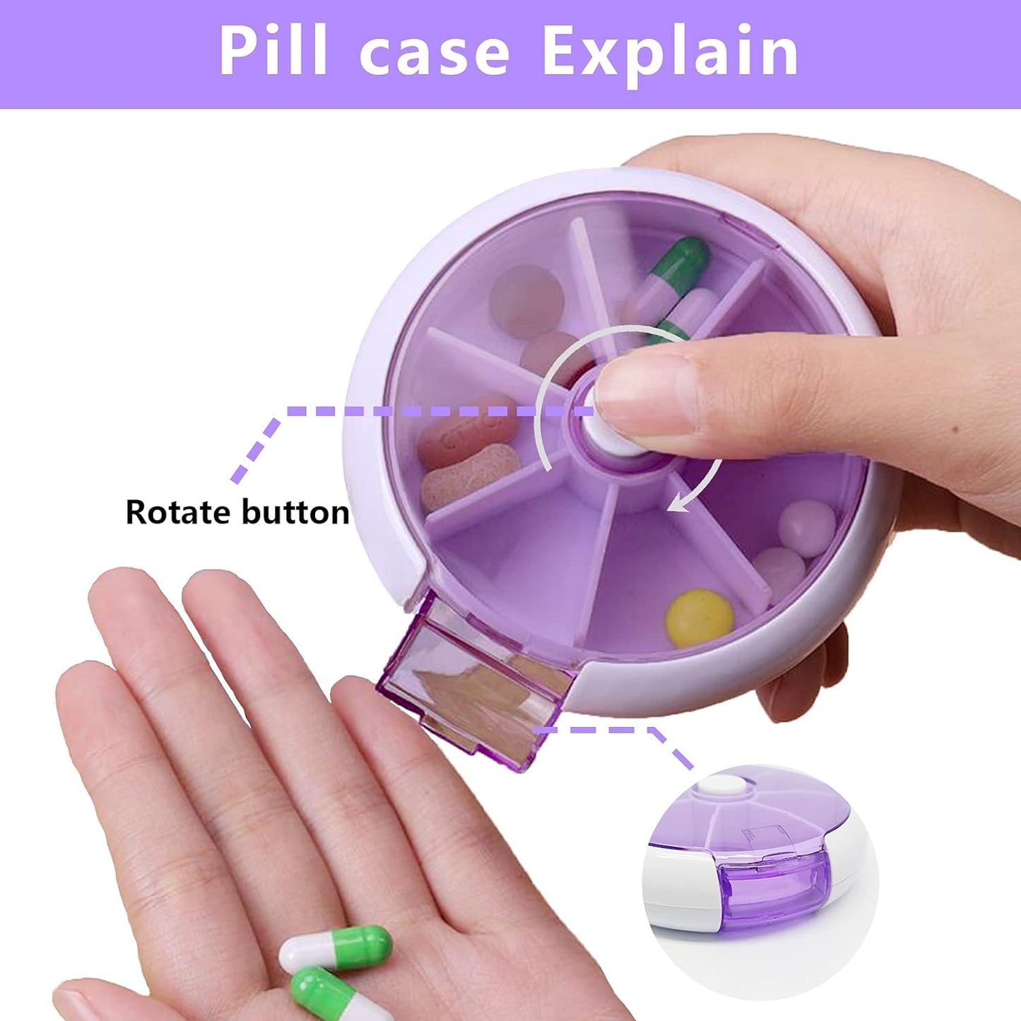 12609 Pill Box Medicine Dispenser 7-day Week Weekly Whee Cute Portable Fruit Style 7 Grid Seal Rotation Pill Organizer Medicine Box (1 Pc) - Springkart 