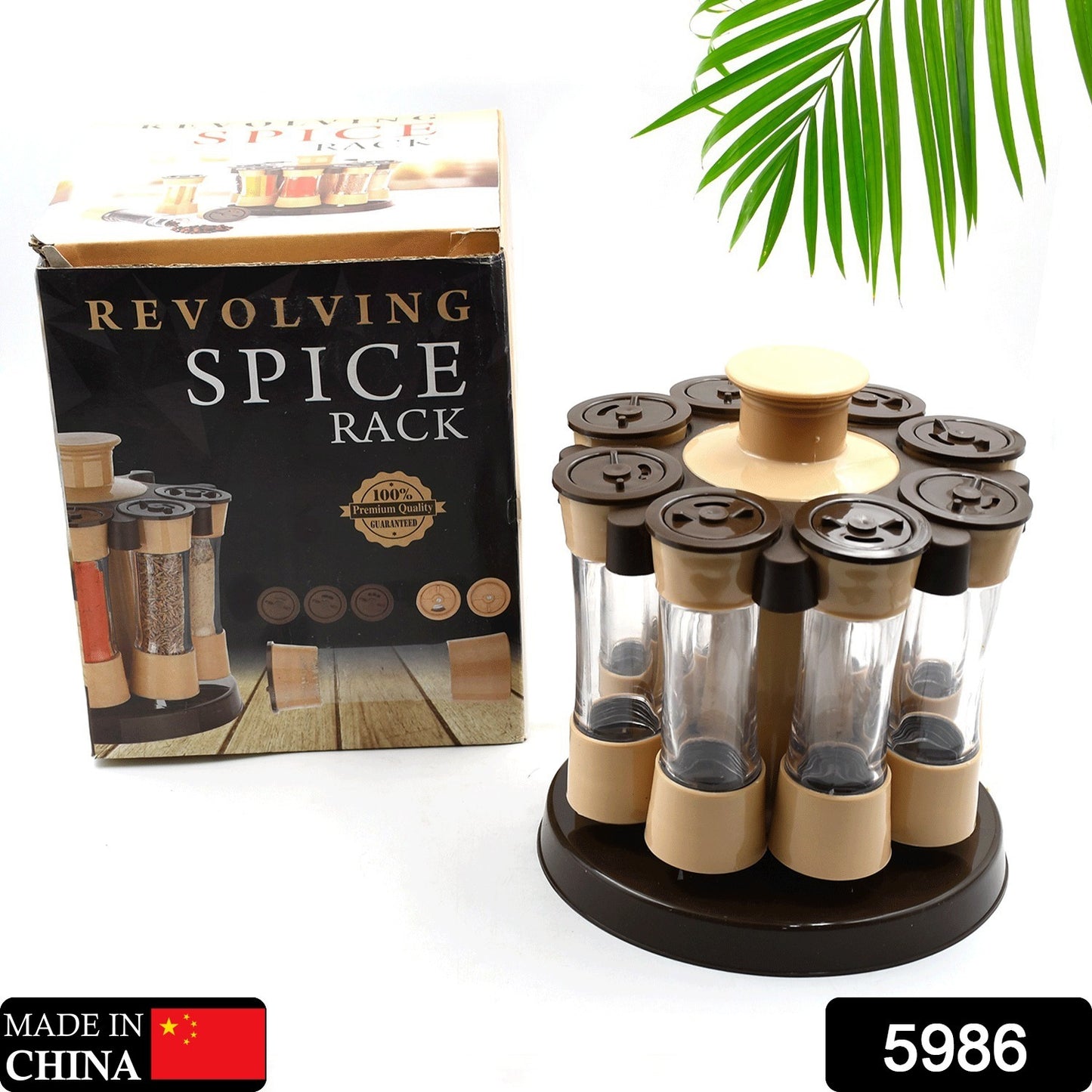 5986 360 Revolving Spice Rack For Kitchen And Dining Table 8 Spice Jars With 120 Ml Condiment Set Herb Seasoning Organizer - Springkart 