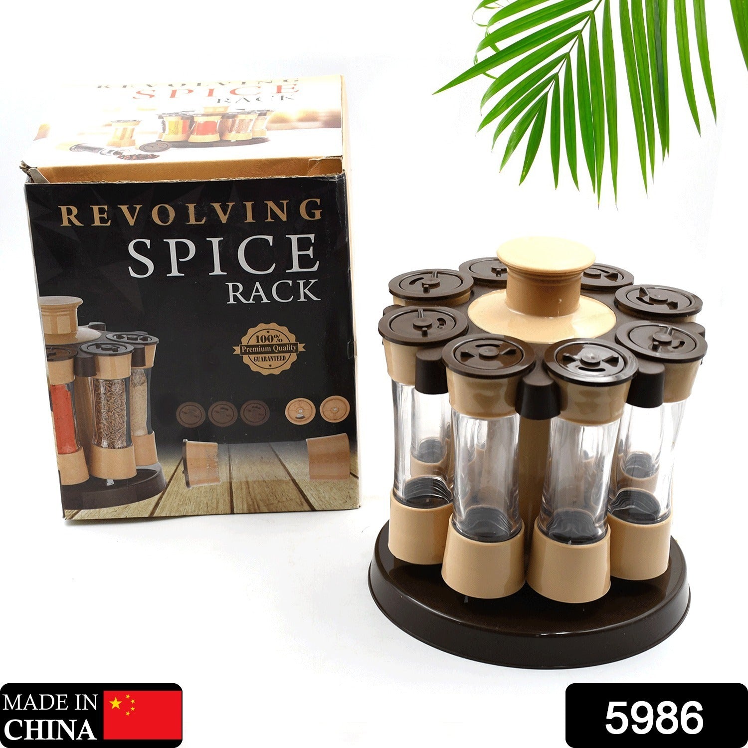 5986 360 Revolving Spice Rack For Kitchen And Dining Table 8 Spice Jars With 120 Ml Condiment Set Herb Seasoning Organizer - Springkart 