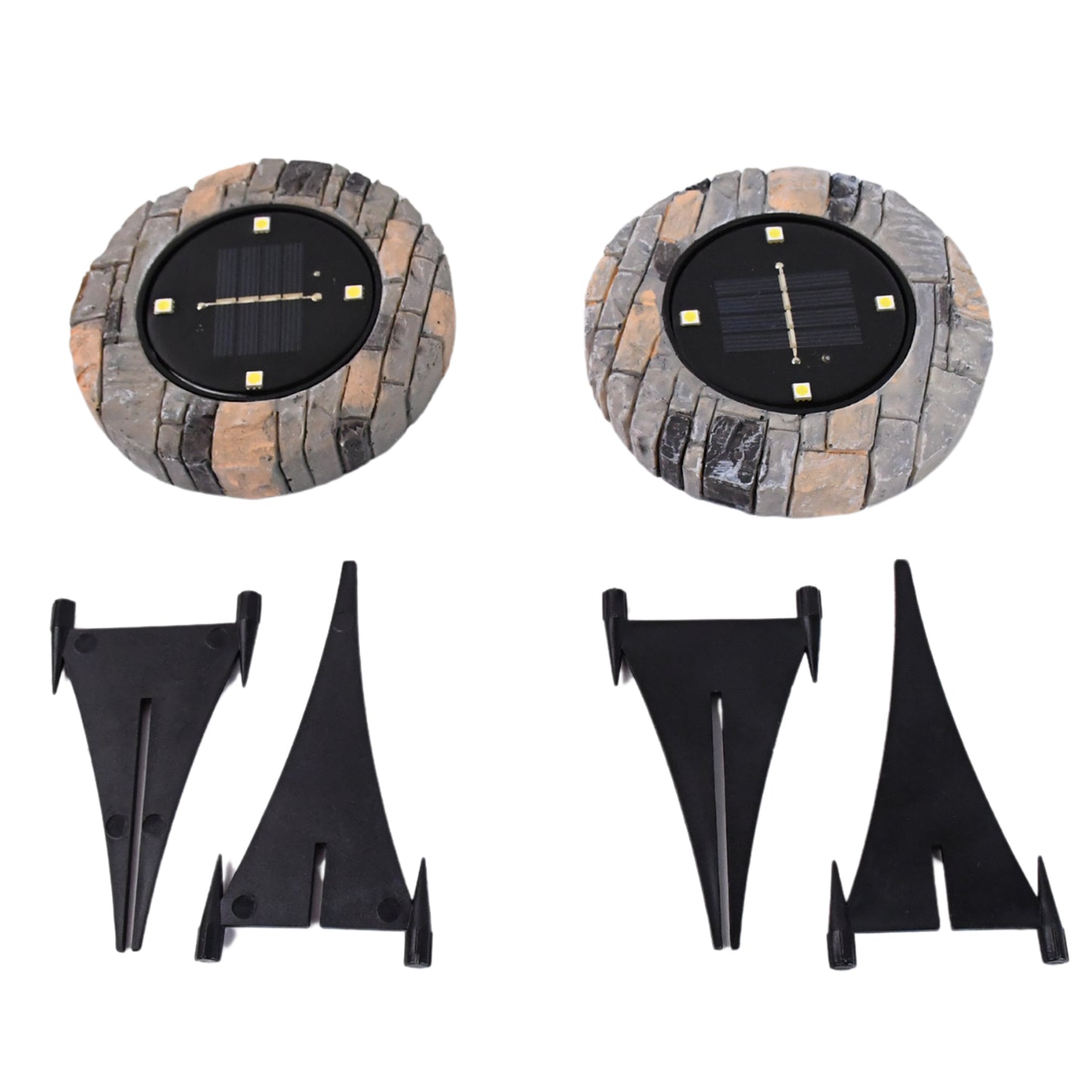Disk Lights Slate Heavy Duty Outdoor Solar Pathway Lights 4 Led (2 Pc) - Springkart 