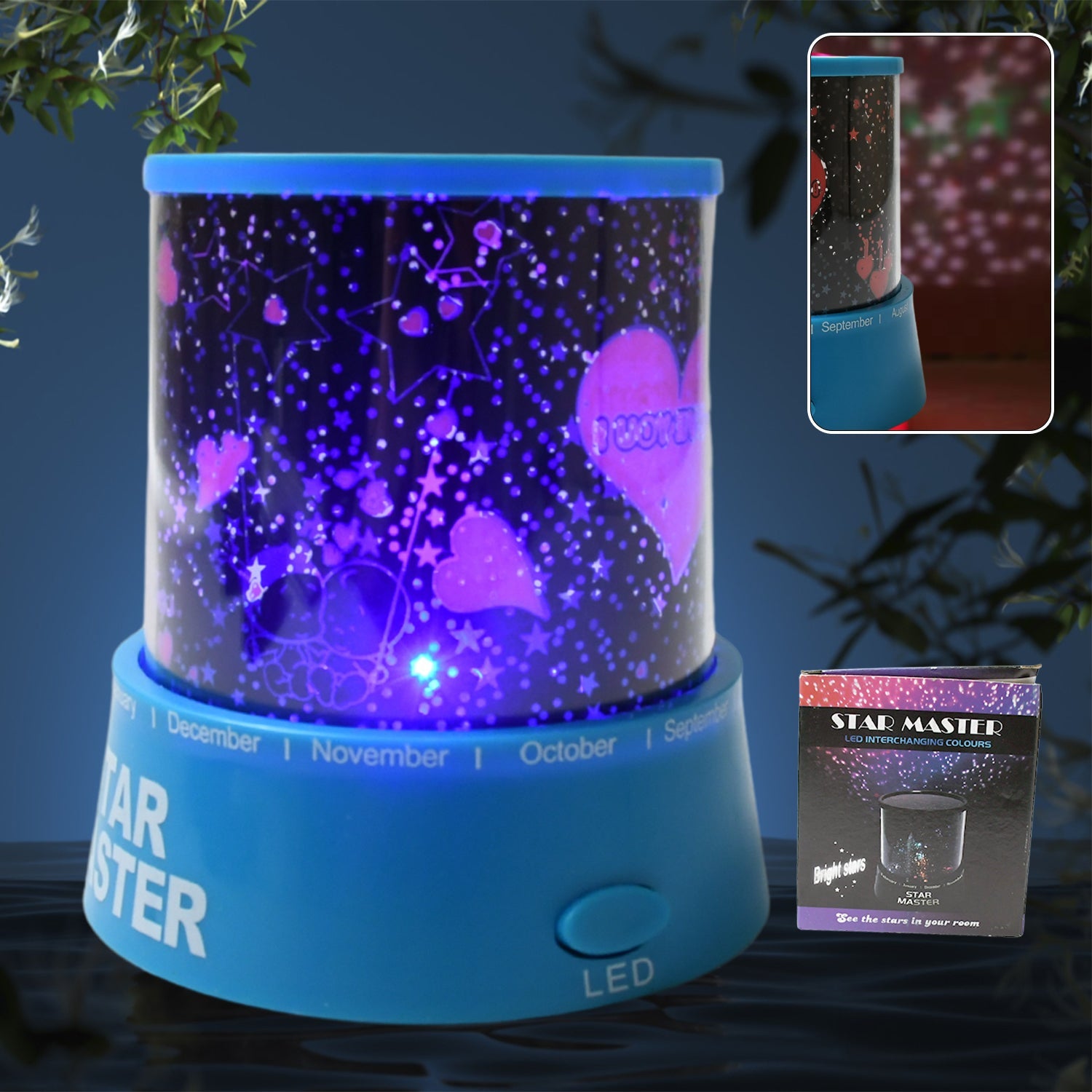 LED Projector Night Light Amazing Lamp, 3 Battery operated lamps, Rotation With the music Function, Master for Kids Bedroom Home Decoration Night Romantic Gift (Battery Not Included / 1 pc) - Springkart 