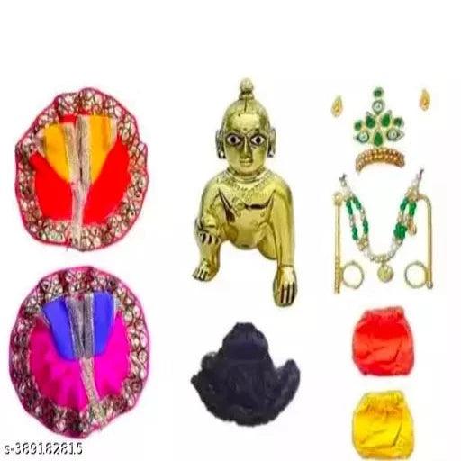 Laddu gopal ji 1 no size thakur ji with 2poshak 1 mukut set 2napy 1hair - Springkart 