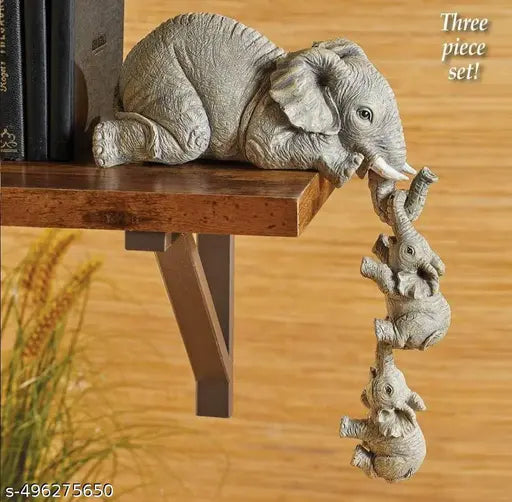 Avon star gallery Elephant Sitter Figurines, Elephant Mothers Hanging Two Babies Statue Hanging Off The Edge of a Shelf or Table, Hand-Painted Resin Collections Figurines for Mother's Day