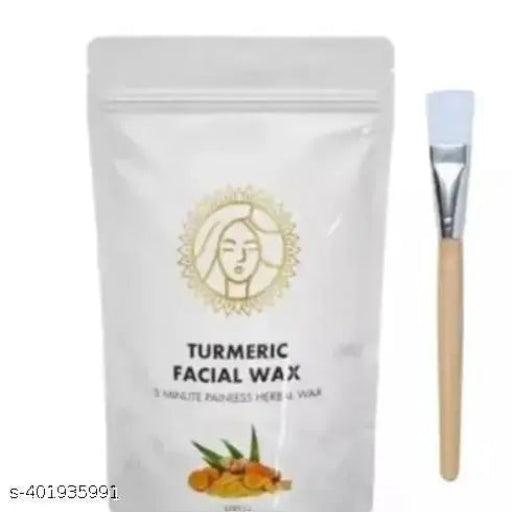 TURMERIC FACIAL WAX - 5 MIN PAINLESS HERBAL POWDER Wax  With Aplicator brush