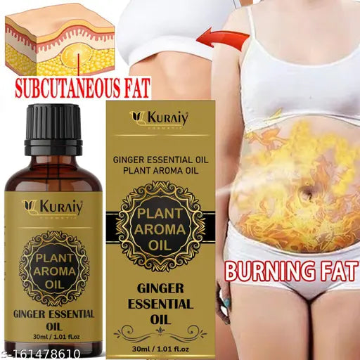 Kuraiy Tummy Ginger Oil, For Belly Drainage Ginger Oil For Belly / Fat Reduction For Weight Loss, Fat Burner Oil For Men & Women-30ml