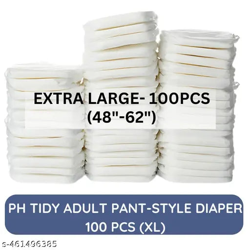 TIDY Pants Style Super Absorbent and Leak Proof | Unisex | Waist Size (48"-62" Inches) Adult Diaper - XL (100 Pieces) |Loose Pack