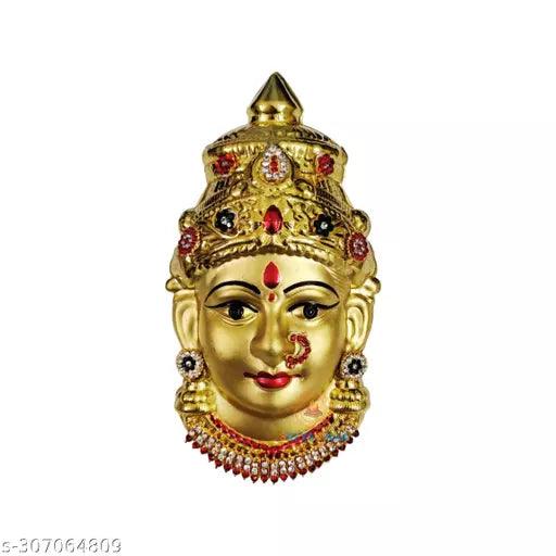 Decorative Gold Matte Face - Brass Ammavari Face - Varalaxmi face - Lakshmi face - Amman Face - Laxmi Mukhota - Springkart 