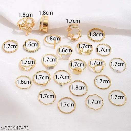 Gold Plated Set of 24pcs Contemporary Stackable Rings Set