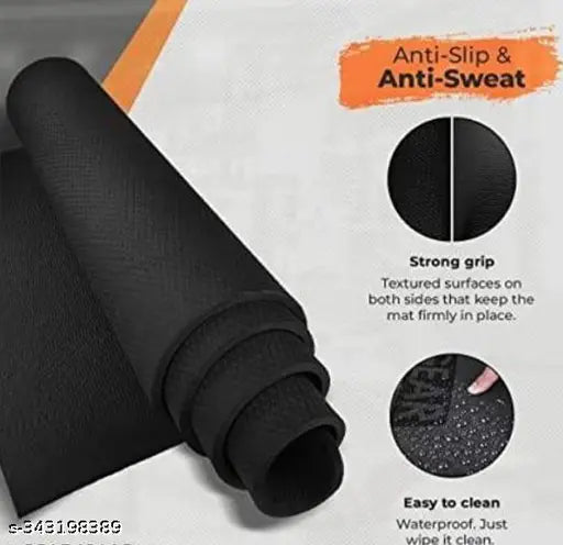 Yoga Mat & Carry Strap for Men, Women & Kids Fitness - 4 mm Yoga Mat