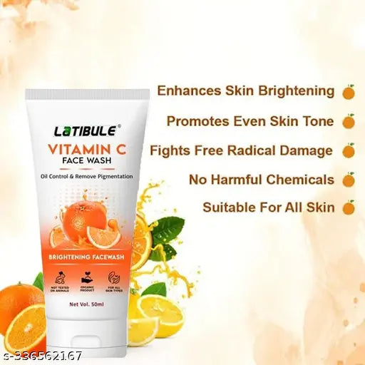 Latibule Vitamin C Facewash(50ml)Skin Whitening  & Vitamin C Skin &Hair Gel (150ml) Skin Brightening Gel  Skin Dark spots Combo PACK OF 2