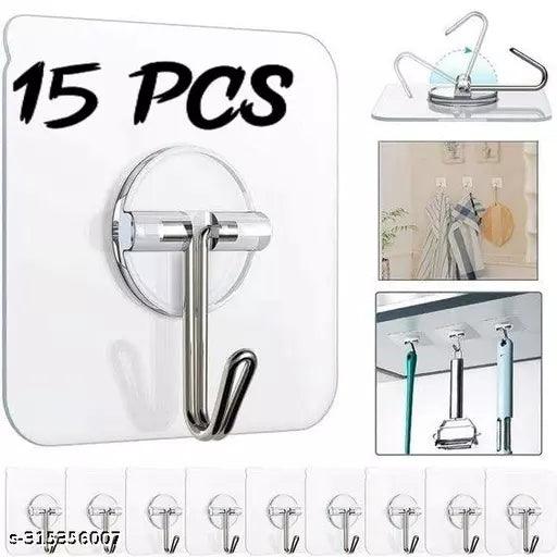 Heavy Duty Transparent wall Hooks for Hanging (Pack of 15) - Springkart 