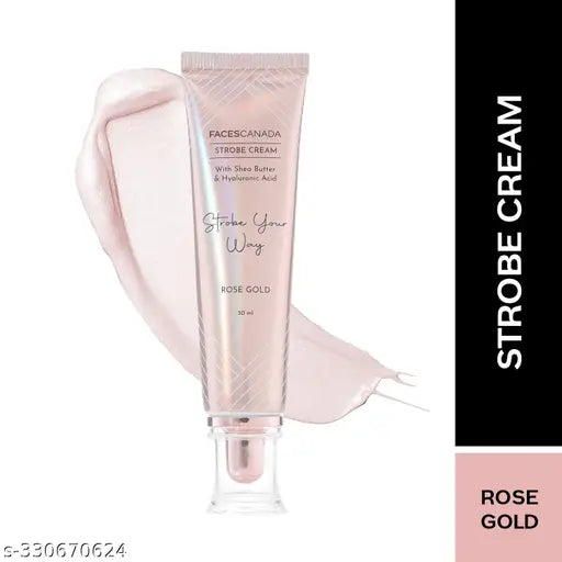 FACES CANADA Strobe Cream - Rose Gold, 30 ml | Primer + Highlighter + Moisturizer | Shea Butter & Hyaluronic Acid | Intense Hydration | Flawless Radiant Dewy Skin | Illuminating & Glowing Makeup Base