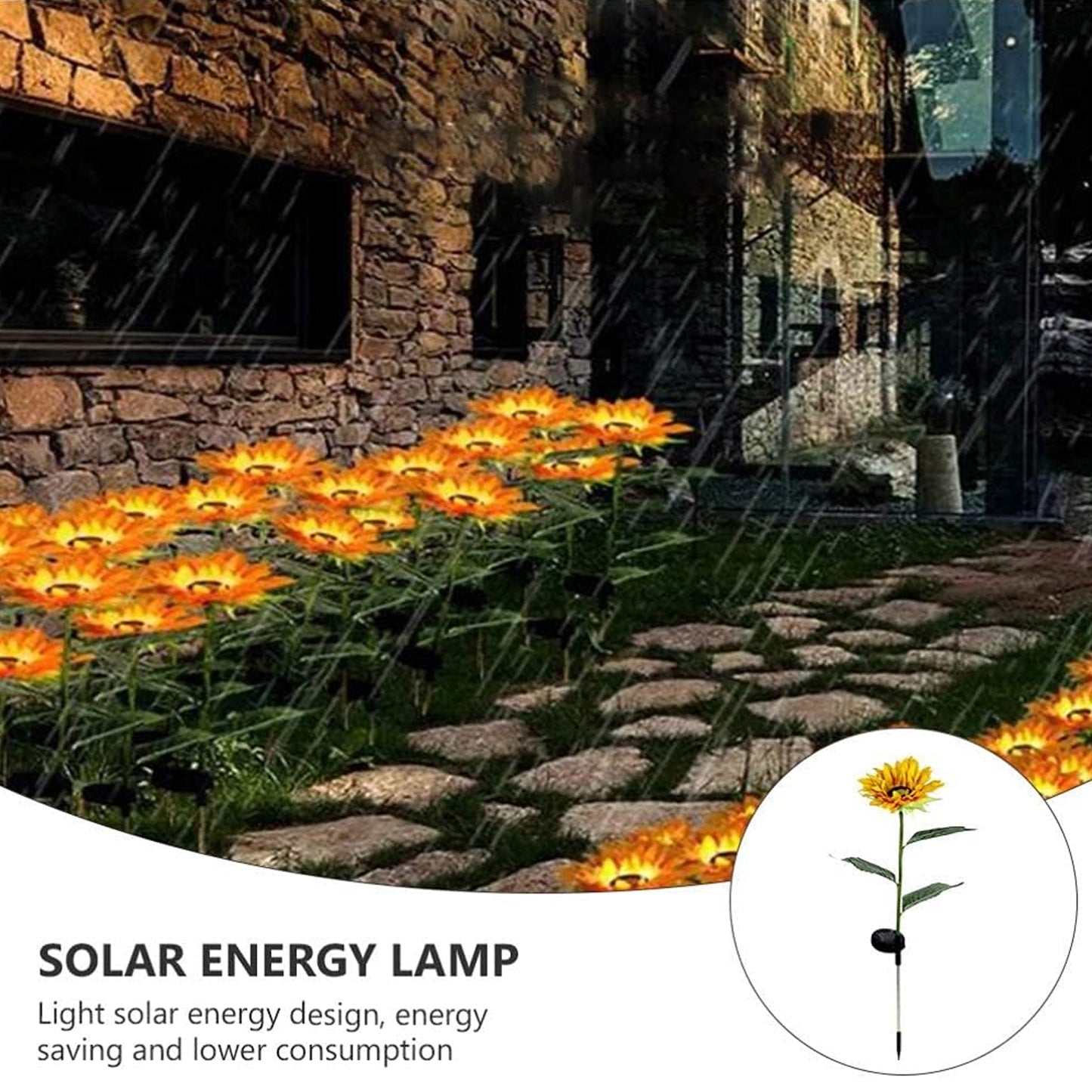Garden Solar Sunflower Outdoor Led Light Inserted Ground Simulation Plant (4 Pcs Set) - Springkart 