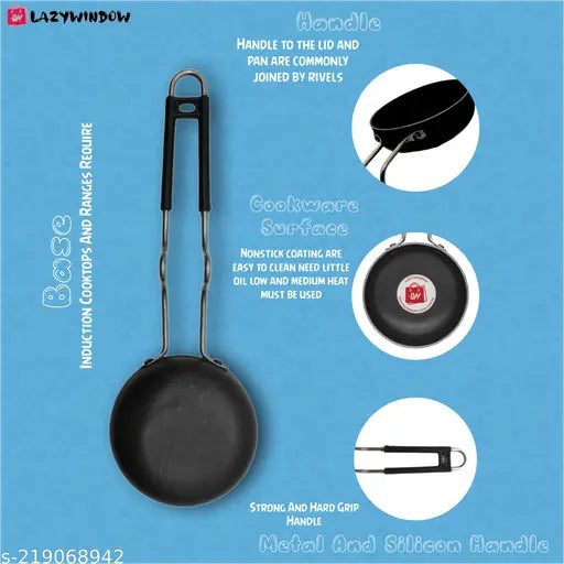 LAZYwindow Essential Iron Tadka Pan/Fry Pan with Steel Handle for Kitchen 12cm Diameter