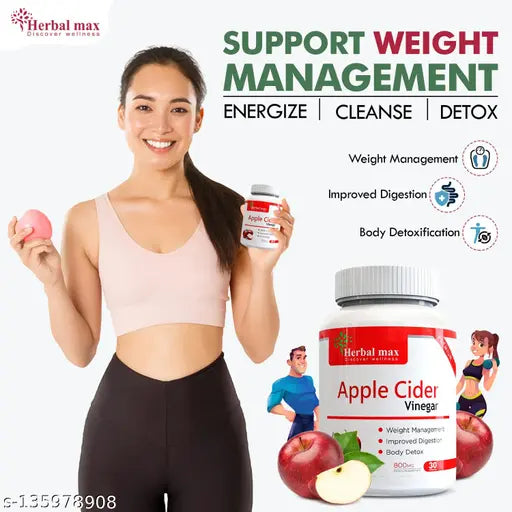 Apple Cider Vinegar Tablet for Weight loss Capsule | Fat Cutter Tablet-800 mg (30 Veg Capsule) - Springkart 