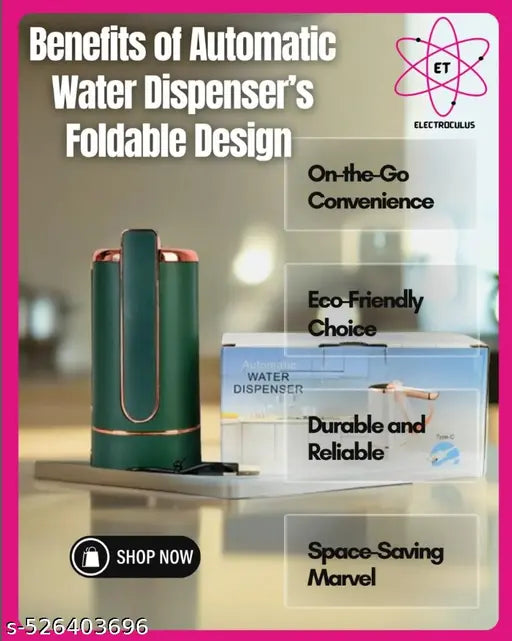 Electroculus Automatic Foldable Water Dispenser 20 Litre Bottle, Wireless Water Pump with USB Rechargeable Battery