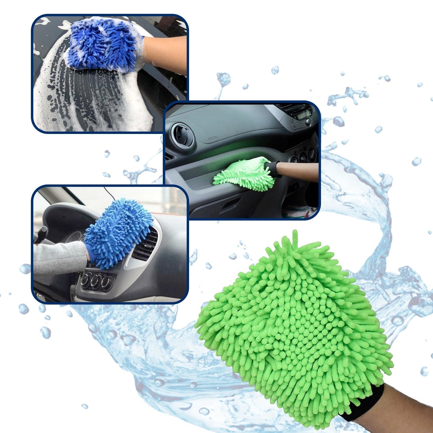 Wash and dust gloves with microfiber and chenille