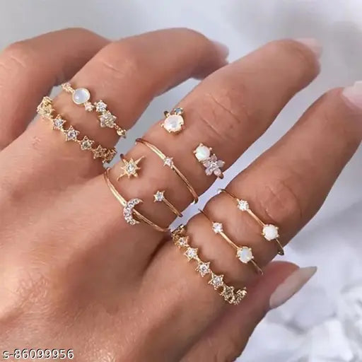 Fancy Stone Rings 9pcs - Springkart 